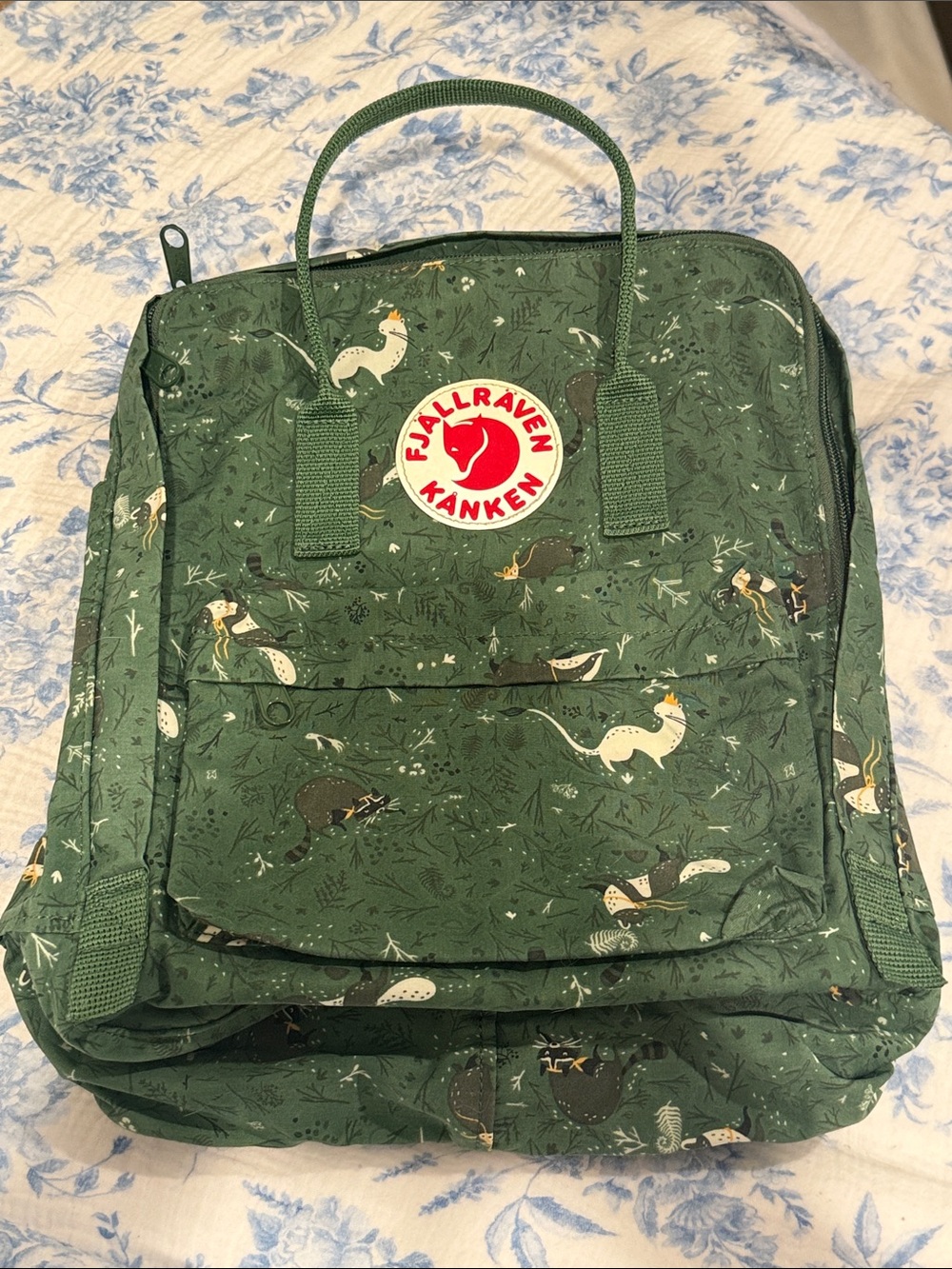 Fjallraven Kånken Dark Green Wildlife Print Backpack